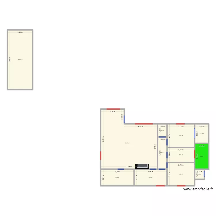 projet reno 3. Plan de 12  et 153 m²