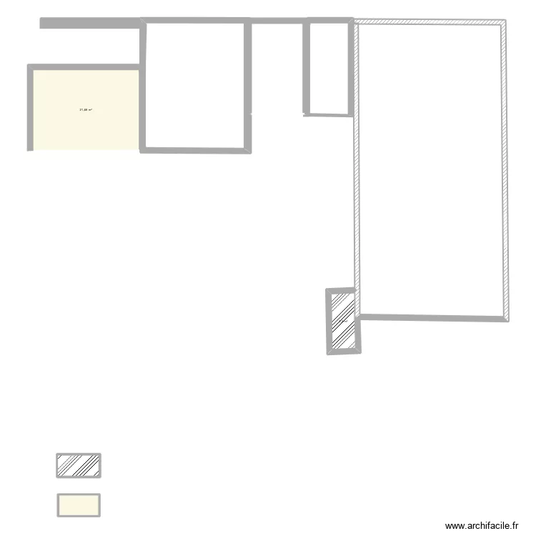 plan  niveau 1. Plan de 4  et 29 m²