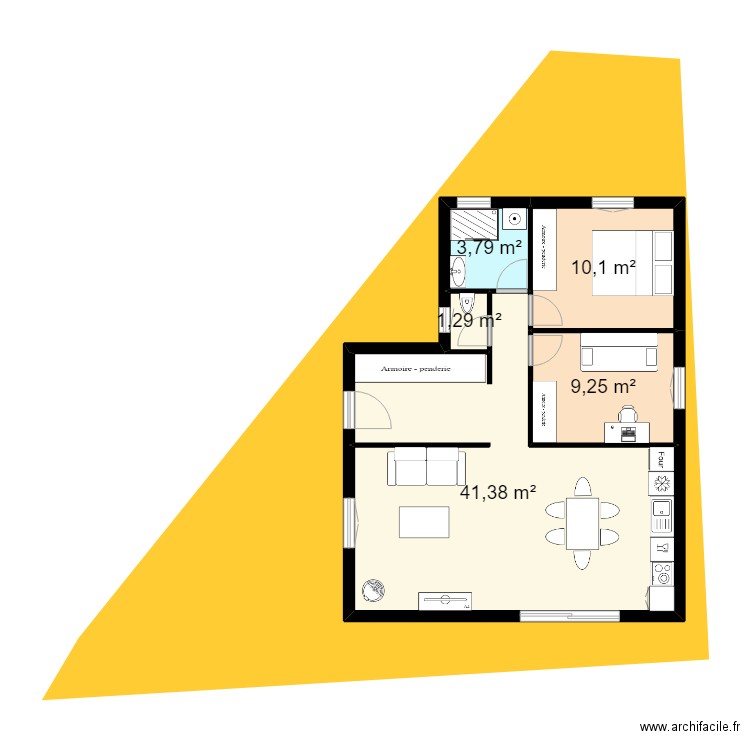 maison pour maman. Plan de 5 pièces et 66 m2