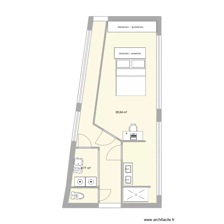 etage avec lesbonnes mesure. Plan de 2  et 39 m²