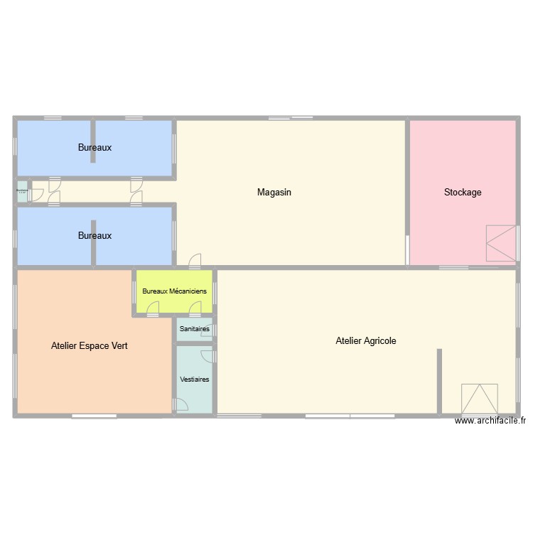 Entreprise Virtuelle. Plan de 10 pièces et 629 m2