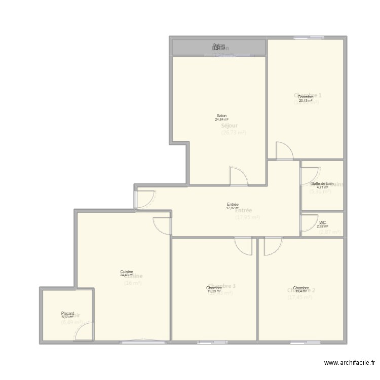 Longchamps Existant. Plan de 0 pièce et 0 m2