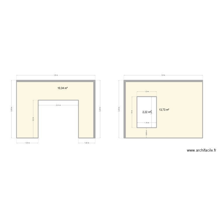 vueOuest. Plan de 3 pièces et 29 m2