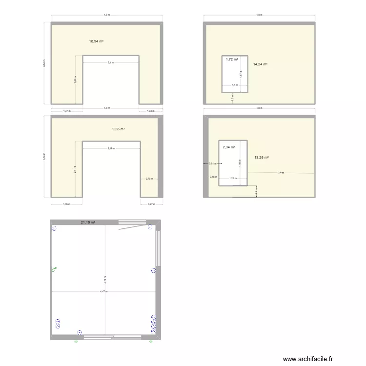 vueOuest. Plan de 7  et 78 m²