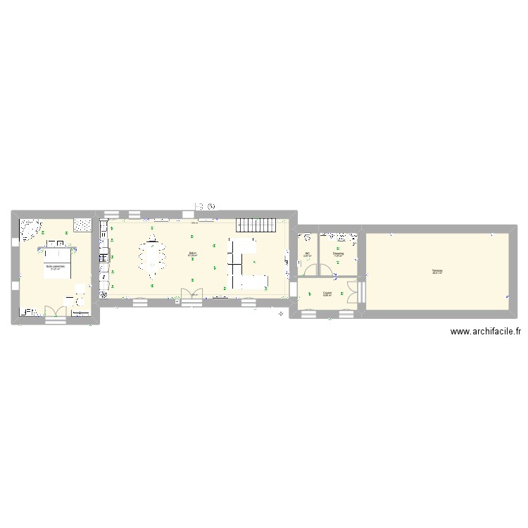 grand gîte électricité. Plan de 14 pièces et 334 m2