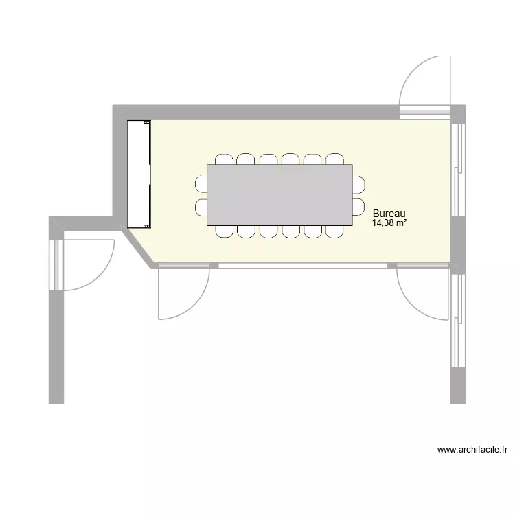 bureau. Plan de 1  et 14 m²