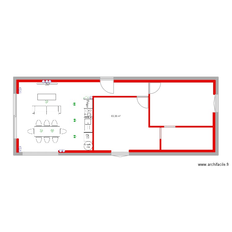 plans meuble. Plan de 1 pièce et 63 m2