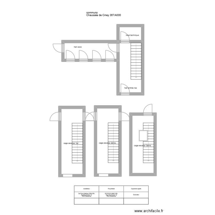 COMMUNS coutisse bis. Plan de 6 pièces et 54 m2