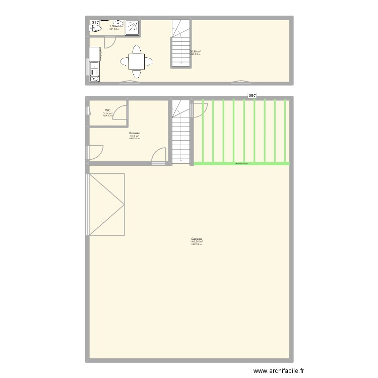 LOCAL 3 GUILLERVAL. Plan de 5 pièces et 203 m2