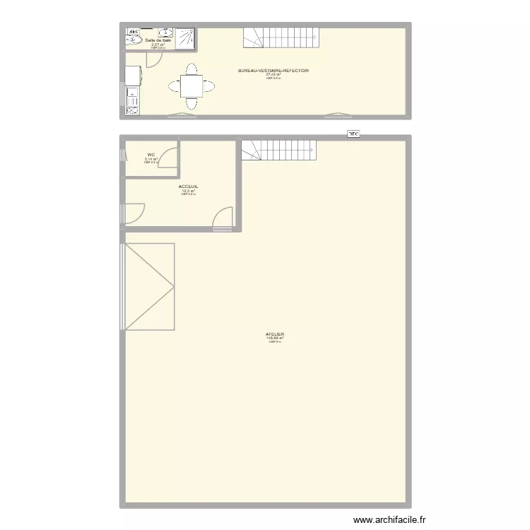 LOCAL 3 GUILLERVAL. Plan de 5 pièces et 204 m²