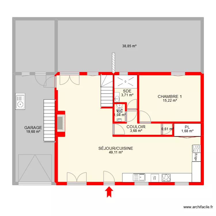 BI 31721. Plan de 22  et 224 m²