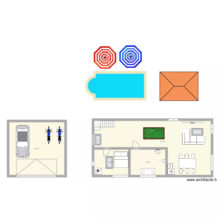 bit. Plan de 4  et 141 m²