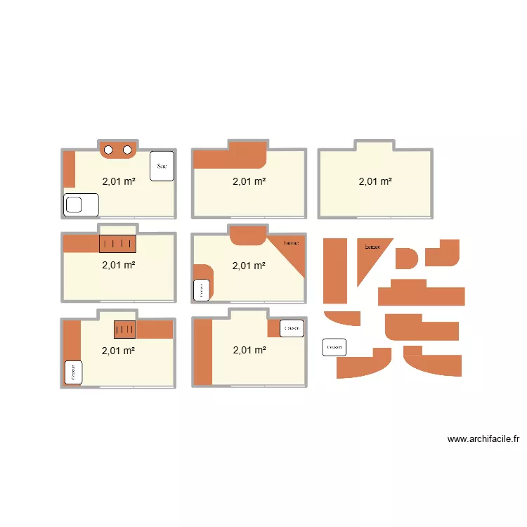 Box 1 chambre. Plan de 