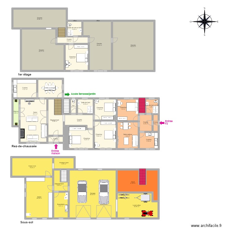 VOIRIN GRANDJEAN. Plan de 42 pièces et 537 m2