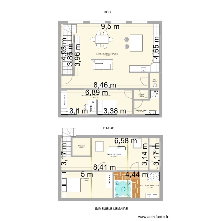 APPARTEMENT LEMAIRE. Plan de 0 pièce et 0 m2