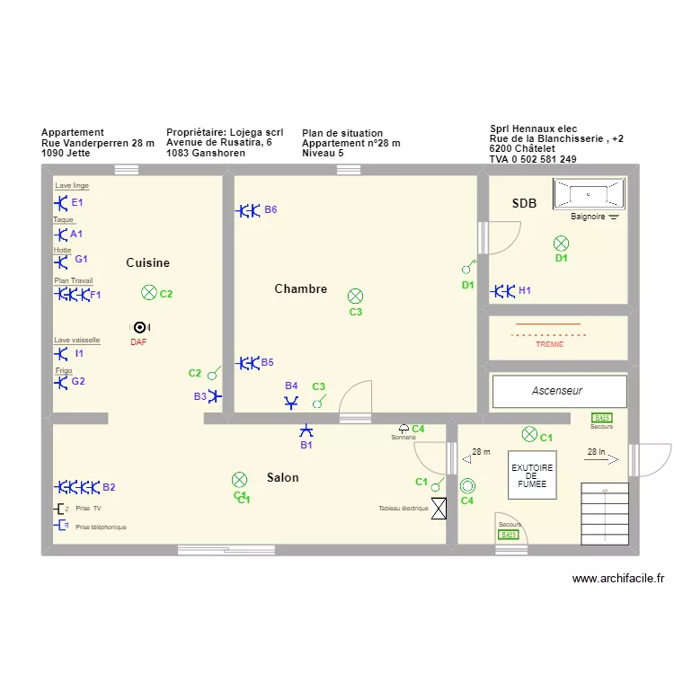 Plan de situation appartement 28m Niveau 5. Plan de 