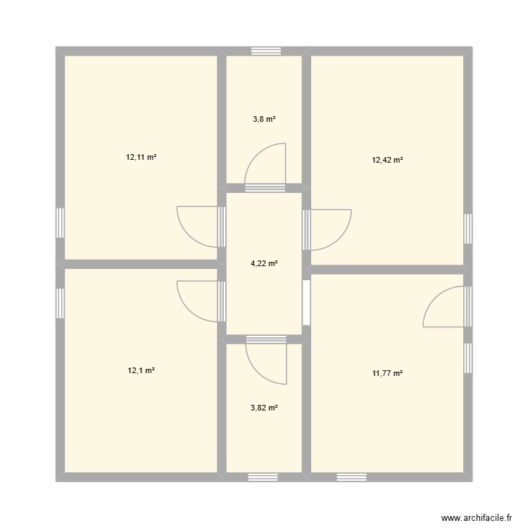 Plan 1. Plan de 7 pièces et 60 m2