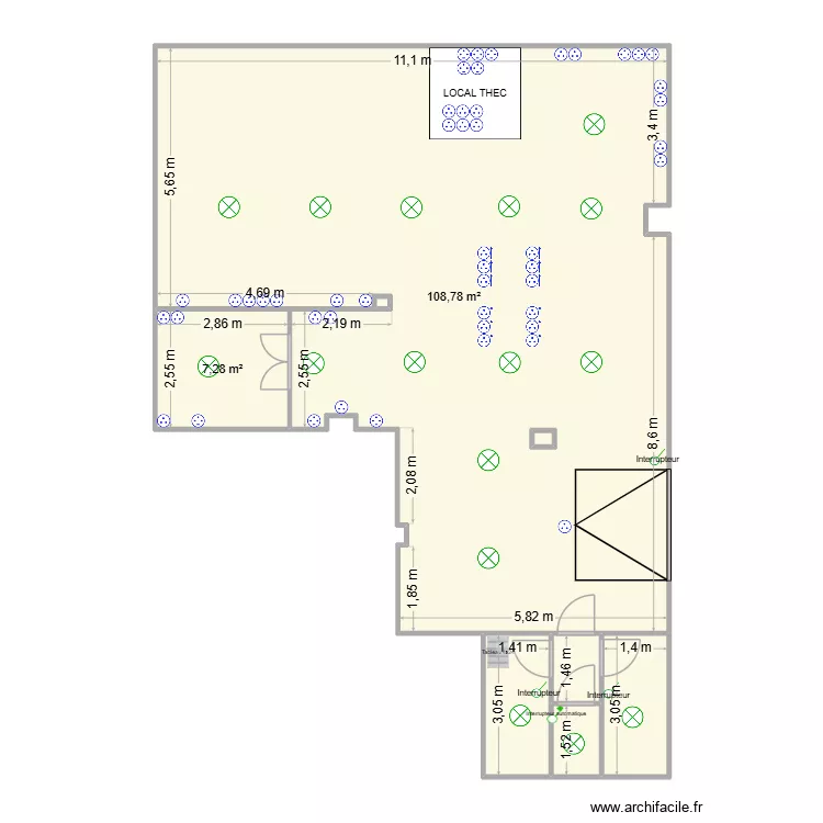 labo elec. Plan de 8  et 128 m²
