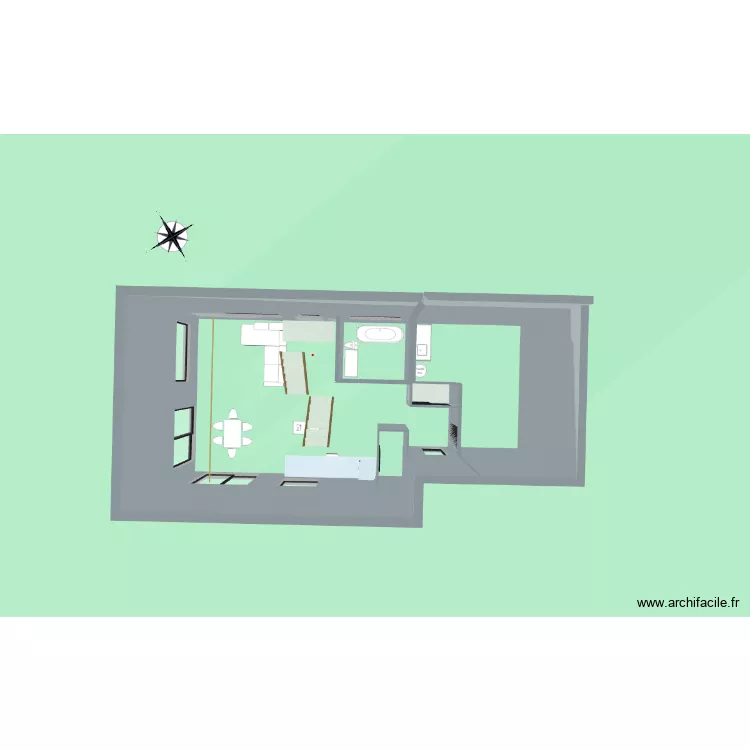 Plan en L. Plan de 1  et 2 m²
