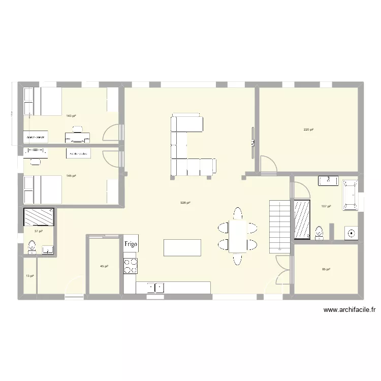 La Corne 1. Plan de 9  et 160 m²