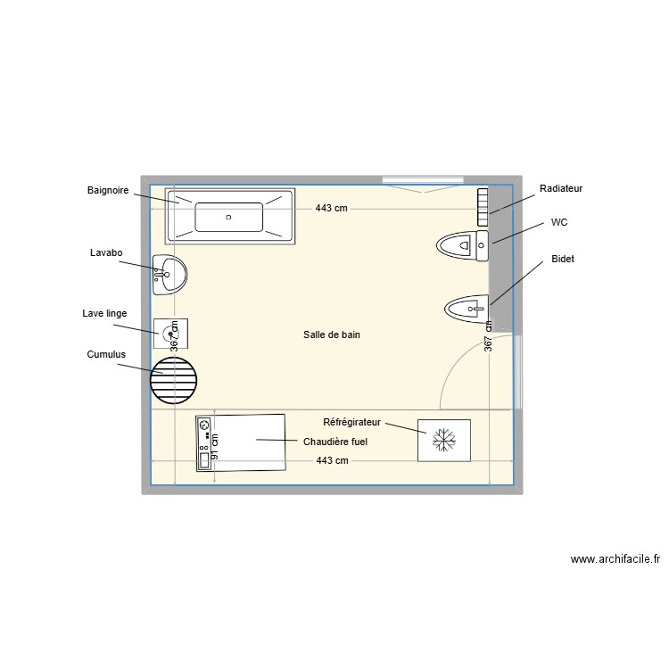 QUEDEC Françoise existant. Plan de 1 pièce et 16 m2