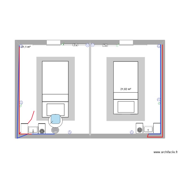 cabine duo spa villiers le mahieu. Plan de 2 pièces et 42 m2
