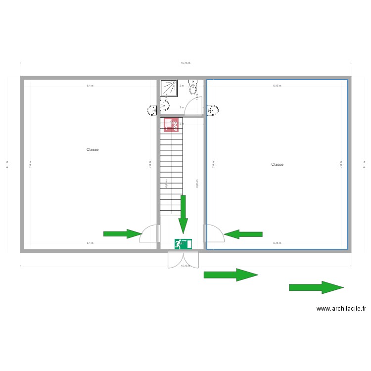 Nouveau bât.Niveau 0 / Ecole libre Trazegnies / Primaire. Plan de 4 pièces et 113 m2