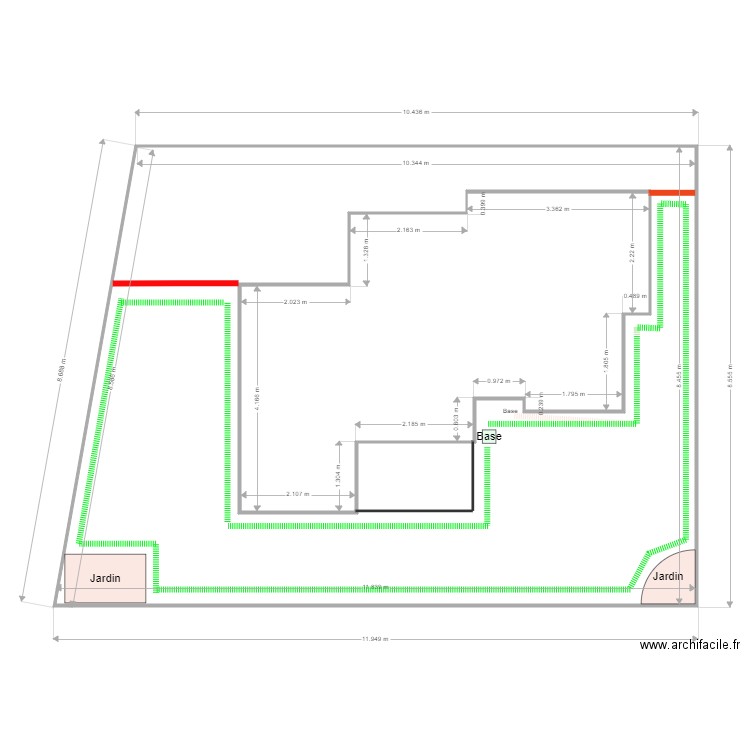 Gazon. Plan de 2 pièces et 124 m2