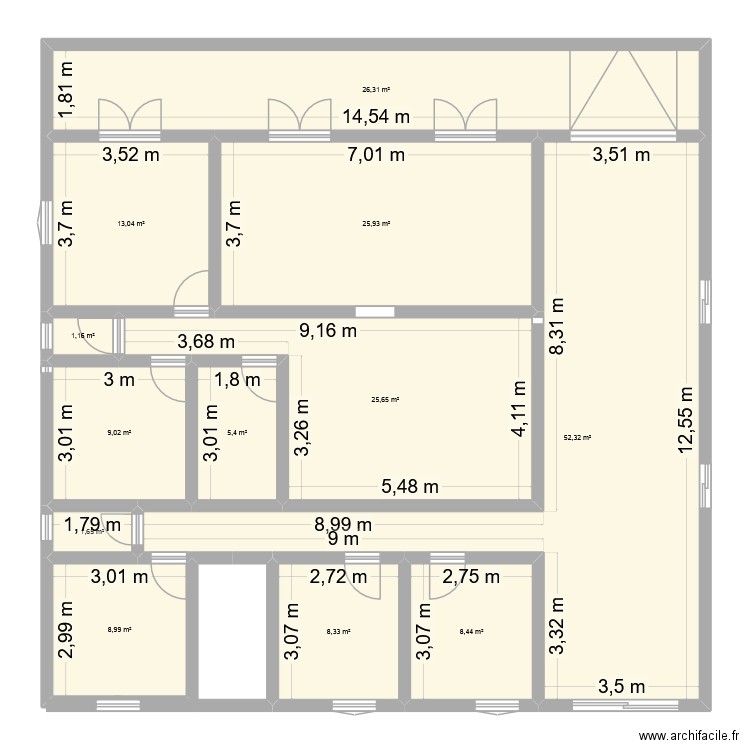 maison. Plan de 12 pièces et 186 m2