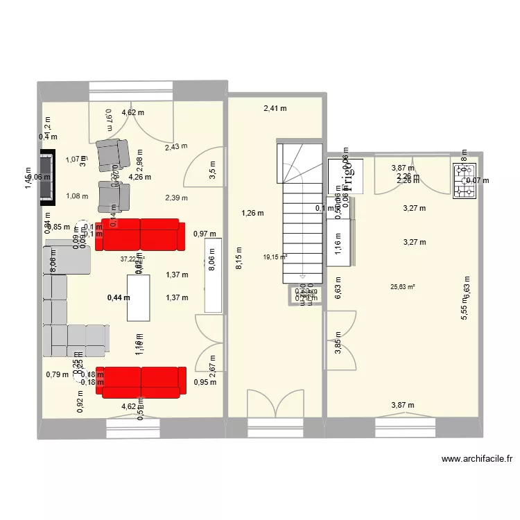 RDC COMEDIE. Plan de 4 pièces et 83 m²