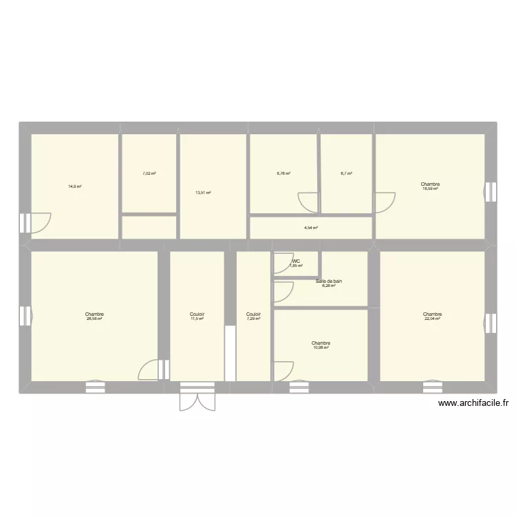 R+1 Maison. Plan de 14  et 161 m²