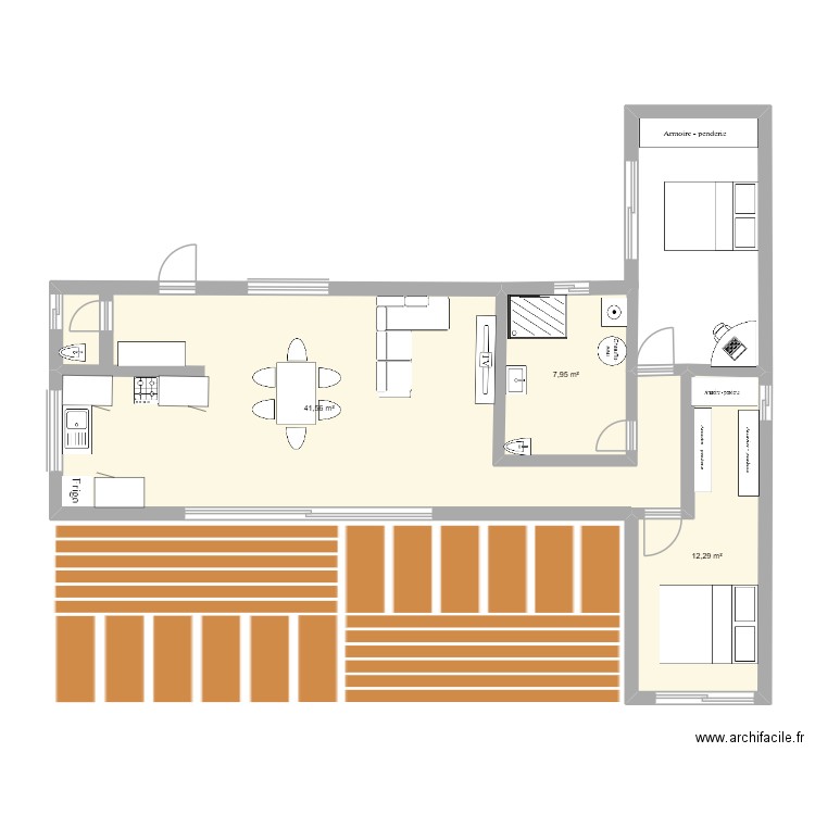PLan maison 2. Plan de 3 pièces et 62 m2