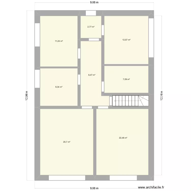 Maison Loc - Sous-Sol. Plan de 8 pièces et 94 m²