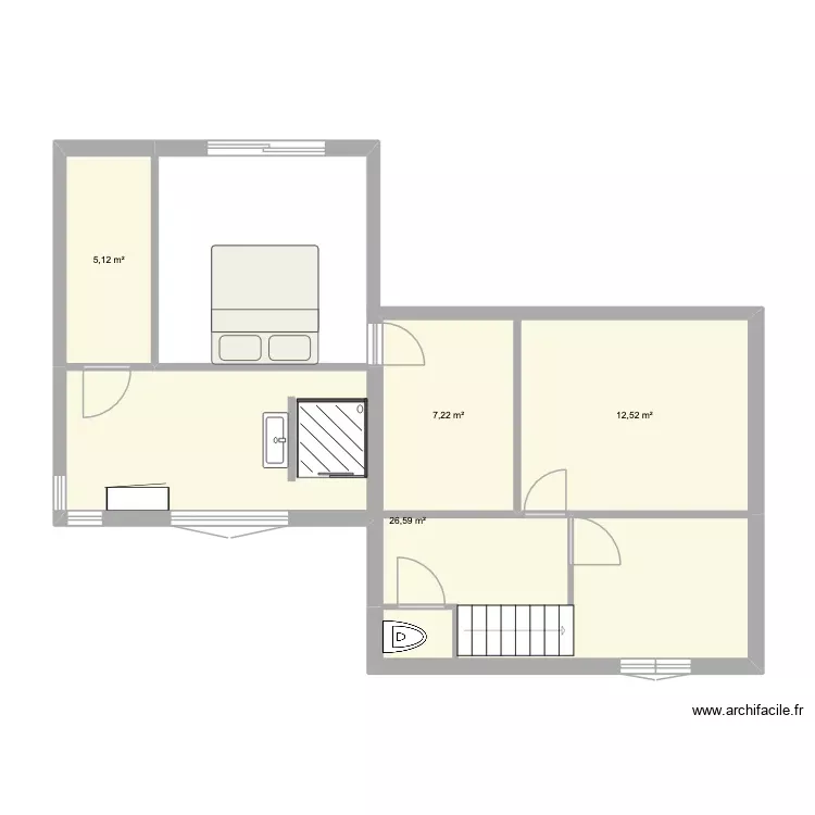 etage 2. Plan de 4 Pièces et 51 m² etage 2. Plan de 4 Pièces et 51 m²