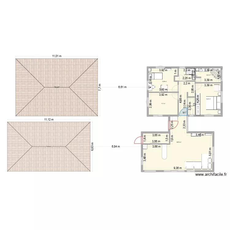 Caz T. Plan de 7 et 110 m² Caz T. Plan de 7 et 110 m²