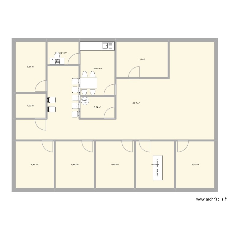 cabinet. Plan de 12 pièces et 151 m2