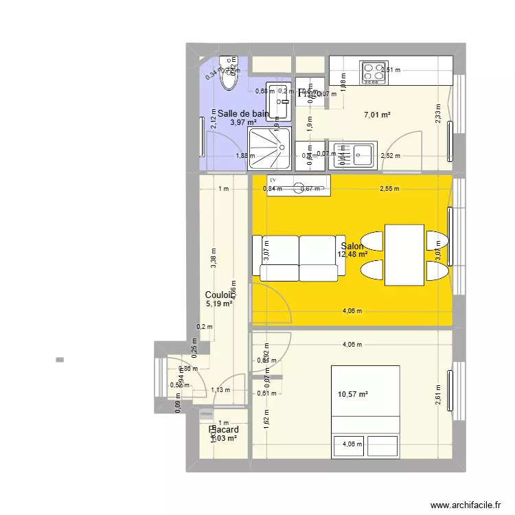 IG 2. Plan de 9 pièces et 41 m²