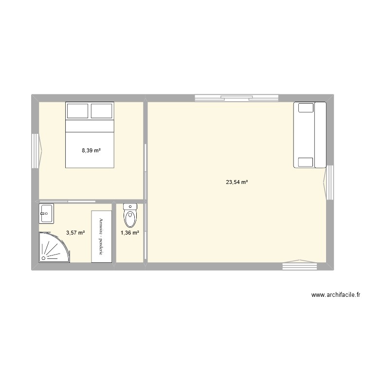 bengalox expo. Plan de 4 pièces et 37 m2