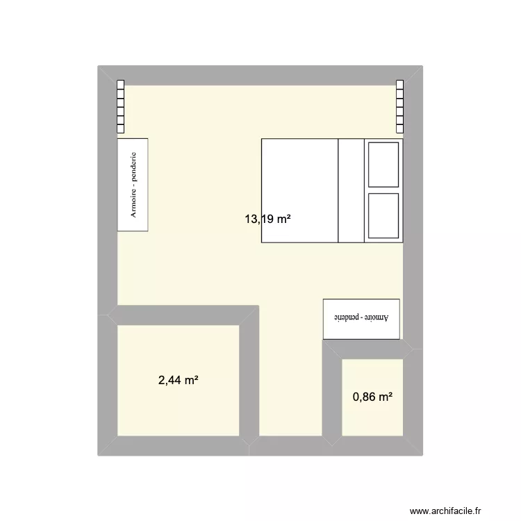 appart &agrave; meubler. Plan de 3  et 16 m²