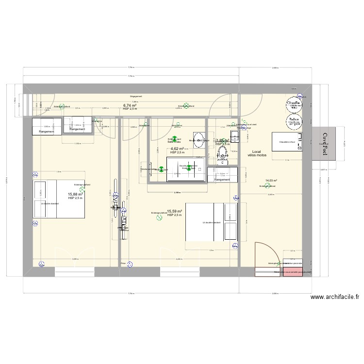 Rivarennes 122060725b. Plan de 6 pièces et 59 m2