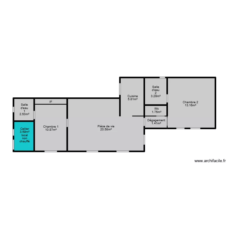 Debost mesurage. Plan de 9  et 58 m²