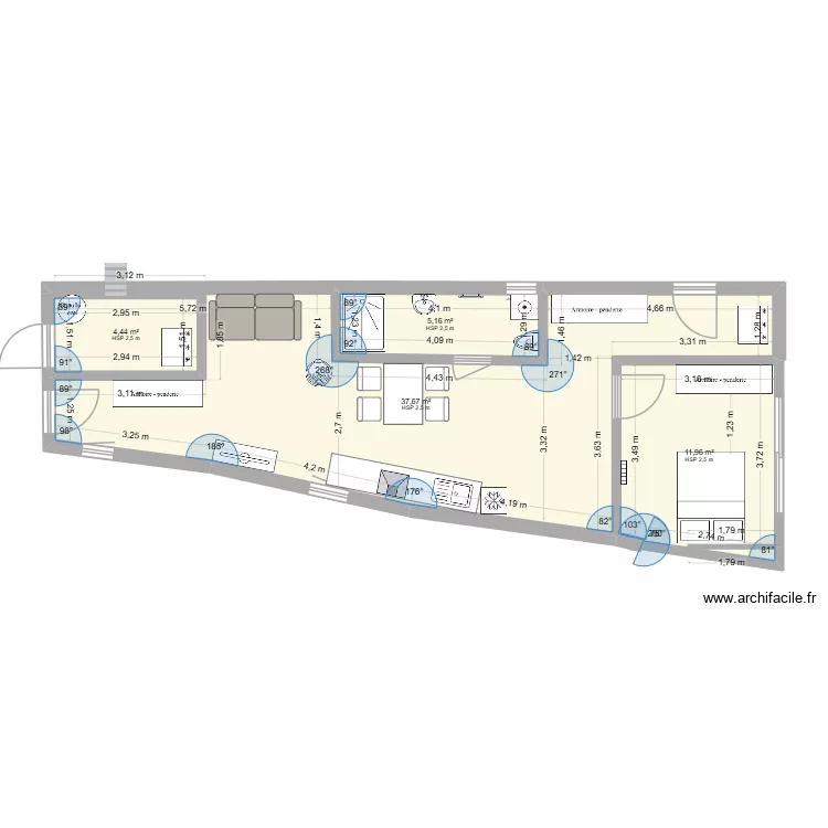 loc 2. Plan de 4  et 59 m²
