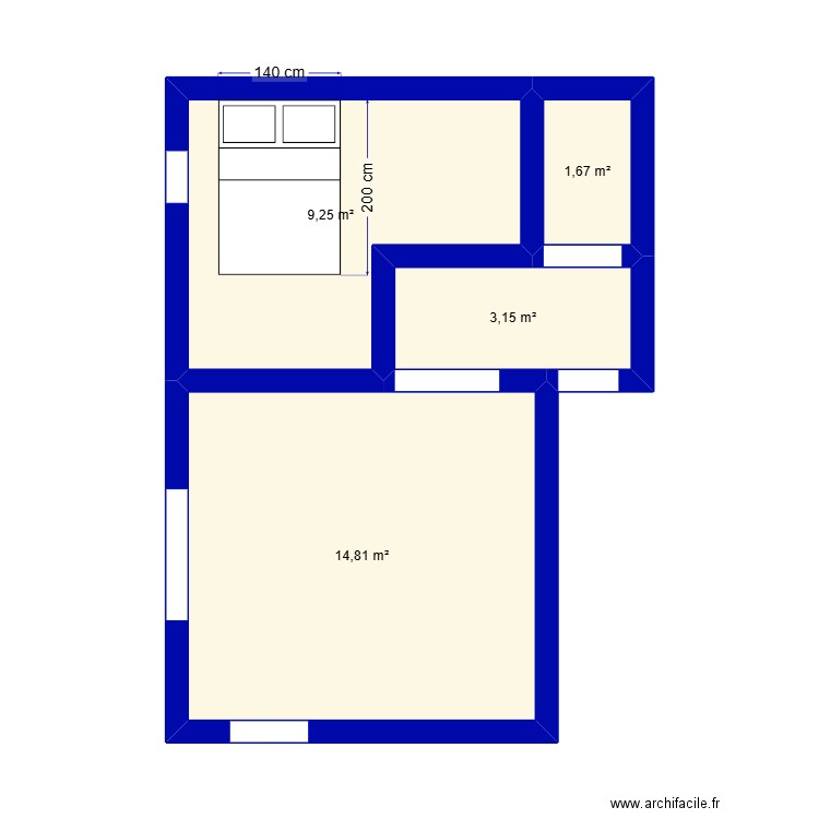 appart1. Plan de 4 pièces et 29 m2