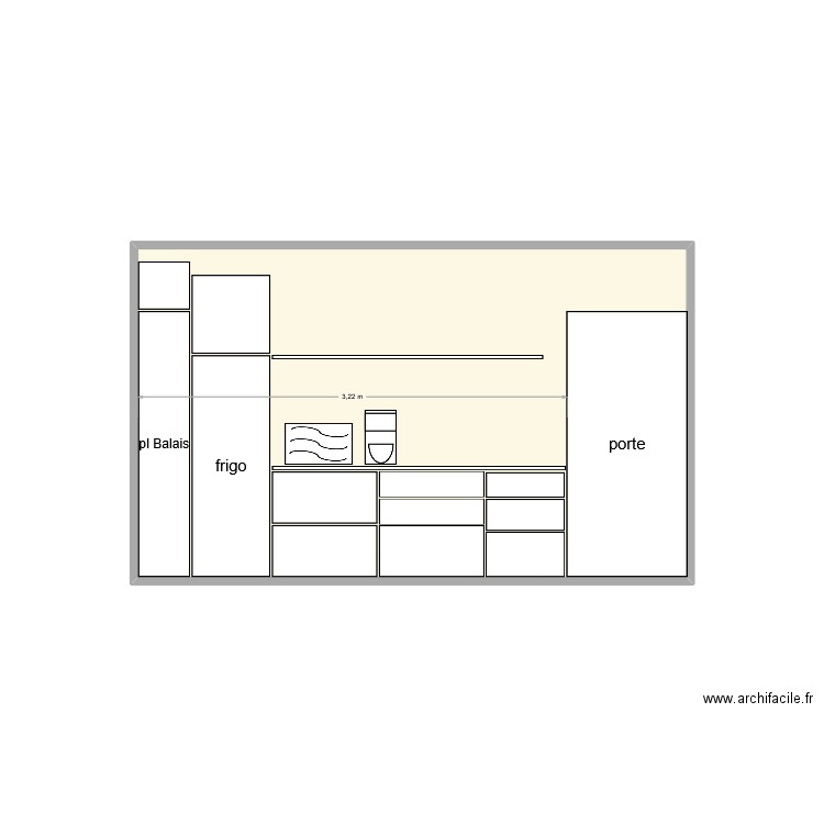 bureau 2. Plan de 1 pièce et 10 m2