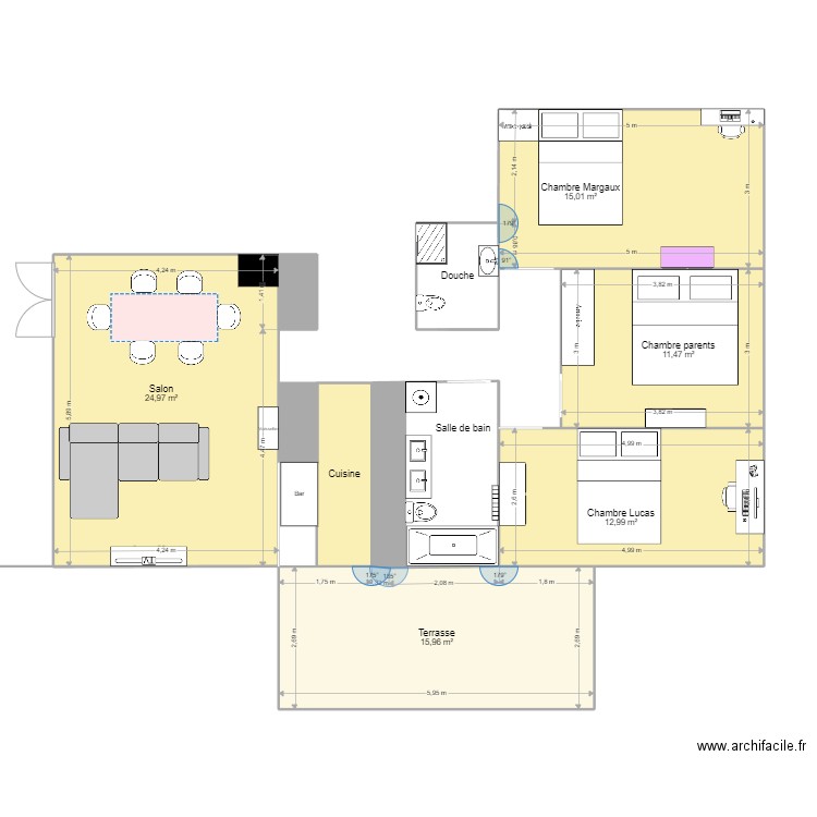 Appartement Fossé-Dessous 31. Plan de 8 pièces et 93 m2