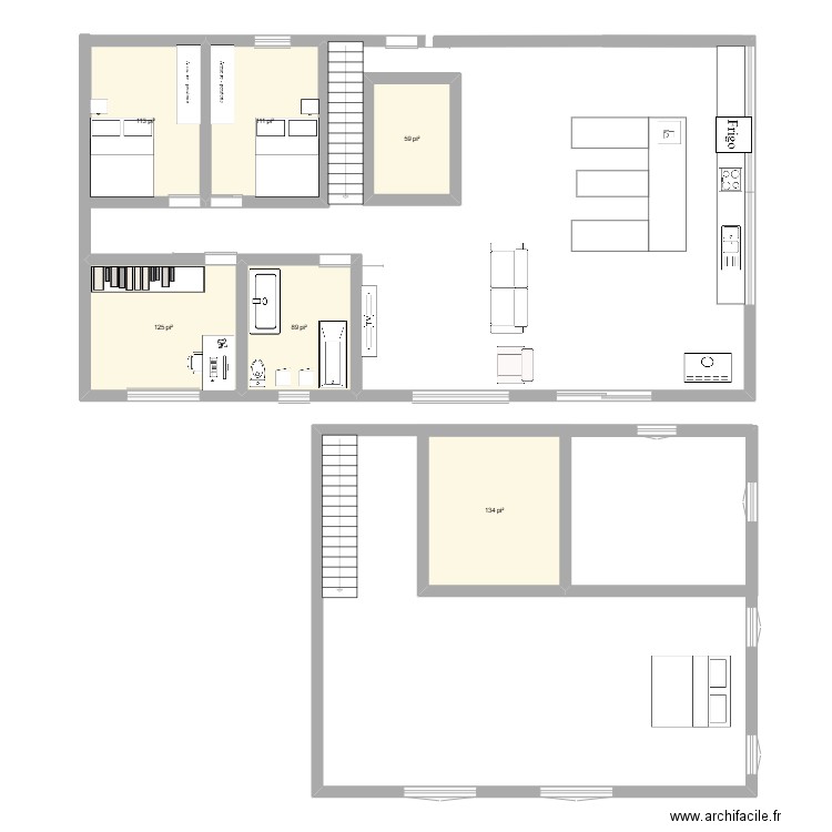 NOUS. Plan de 6 pièces et 59 m2