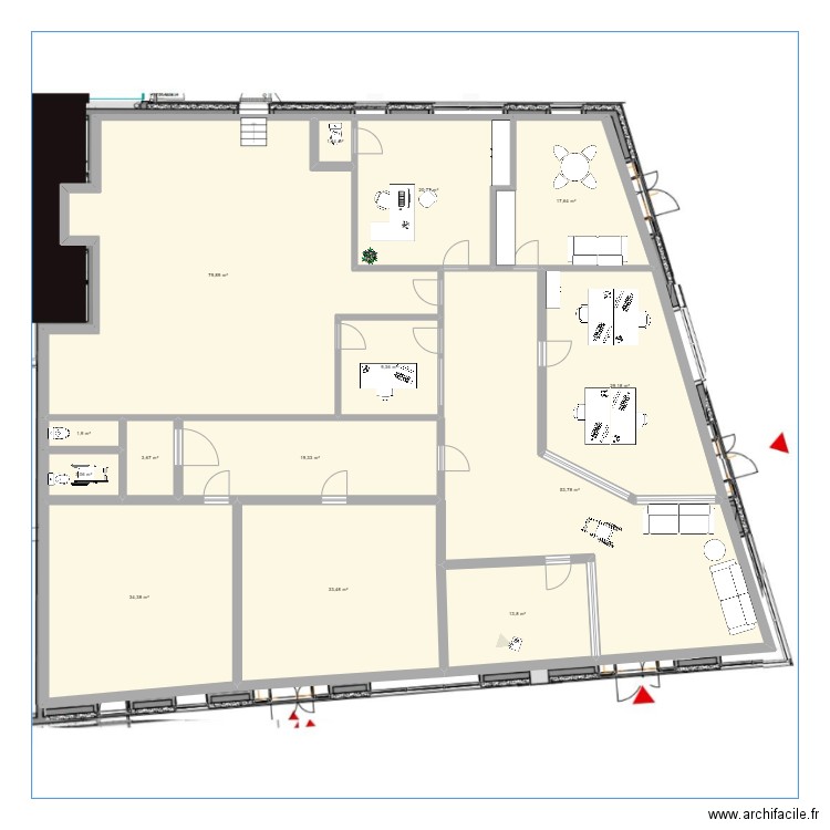 plan. Plan de 14 pièces et 322 m2