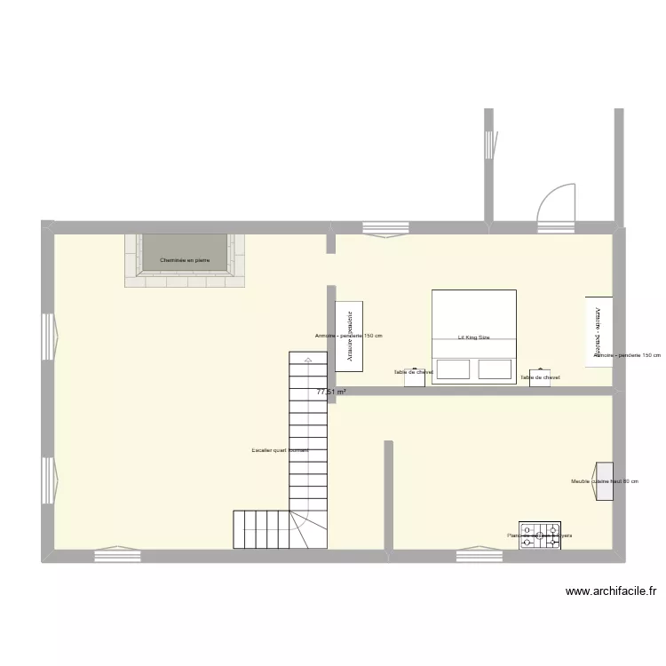 BasCalcatoggio. Plan de 1  et 78 m²