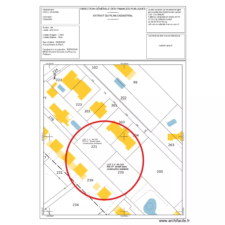 plan cadastral 500. Plan de 