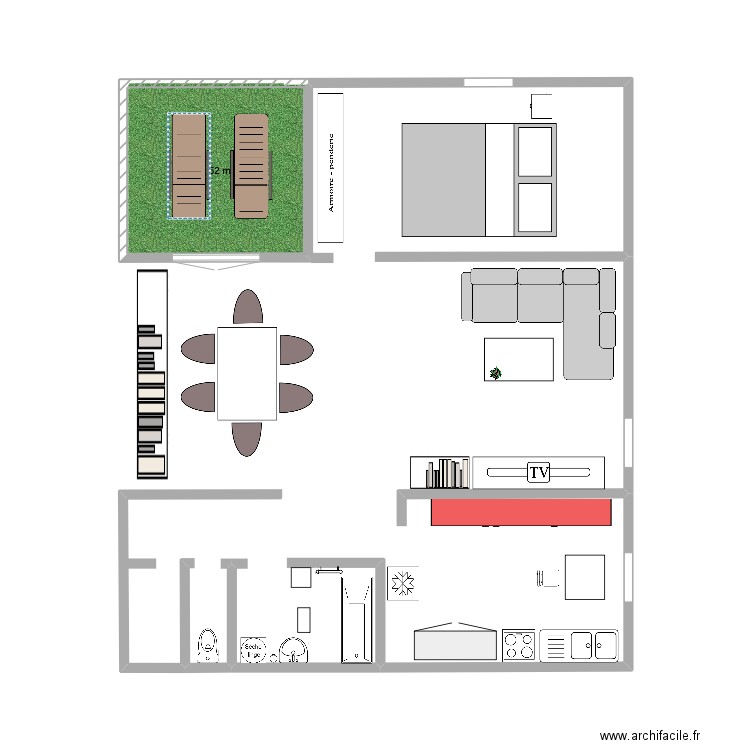 plan appart Pierre. Plan de 1 pièce et 4 m2